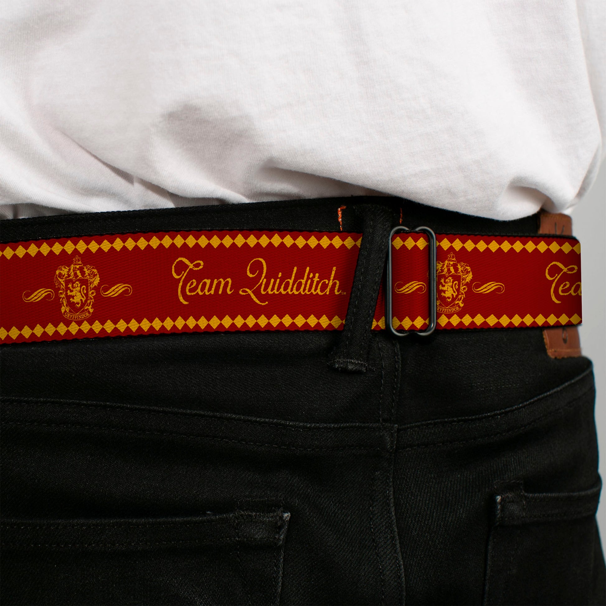 Gryffindor Crest Full Color Black/Gold Seatbelt Belt - TEAM QUIDDITCH/GRYFFINDOR Crest Red/Gold Webbing Seatbelt Belts Harry Potter