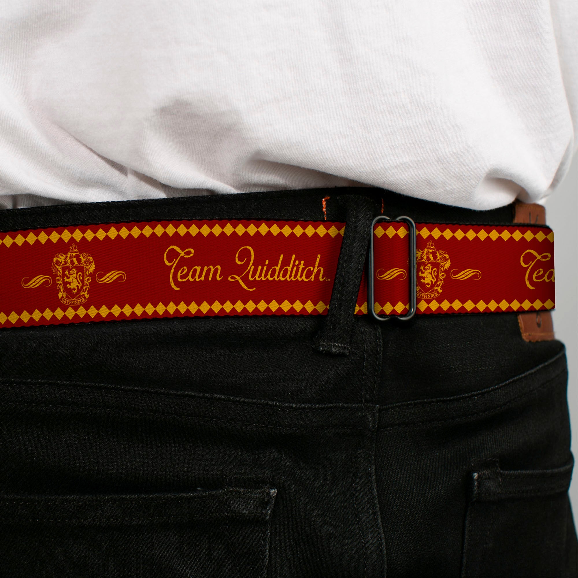 Gryffindor Crest Full Color Black/Gold Seatbelt Belt - TEAM QUIDDITCH/GRYFFINDOR Crest Red/Gold Webbing Seatbelt Belts Harry Potter