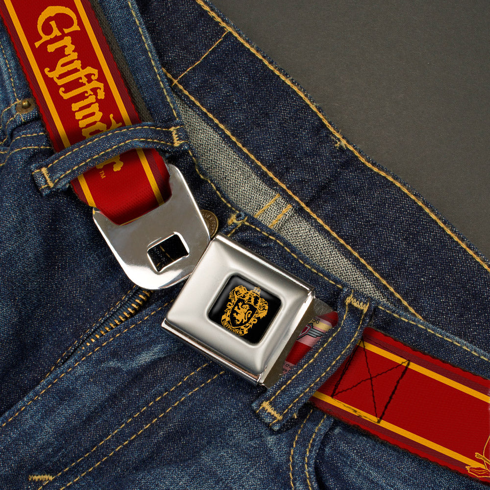 Gryffindor Crest Full Color Black/Gold Seatbelt Belt - GRYFFINDOR & Crest Stripe Reds/Gold Webbing Seatbelt Belts Harry Potter