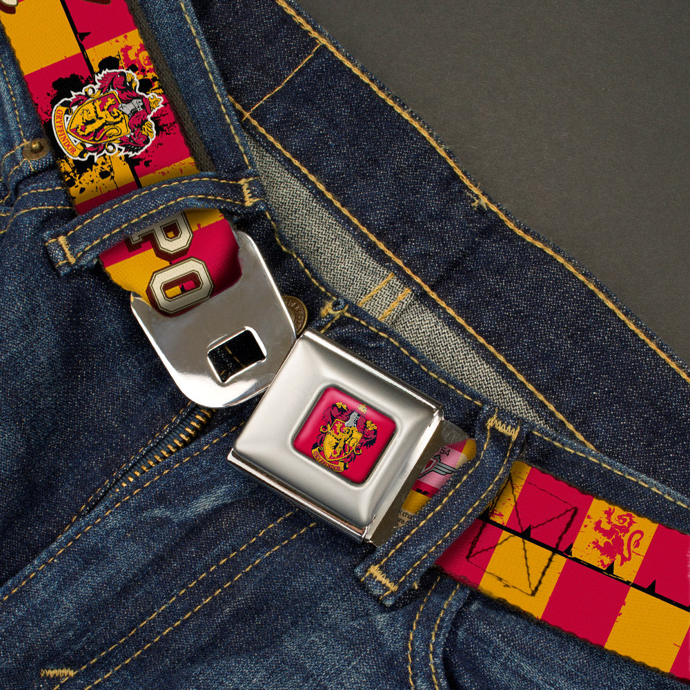 Gryffindor Crest Full Color Red Seatbelt Belt - Gryffindor Crest POTTER 07 Checker Gold/Red Webbing Seatbelt Belts Harry Potter
