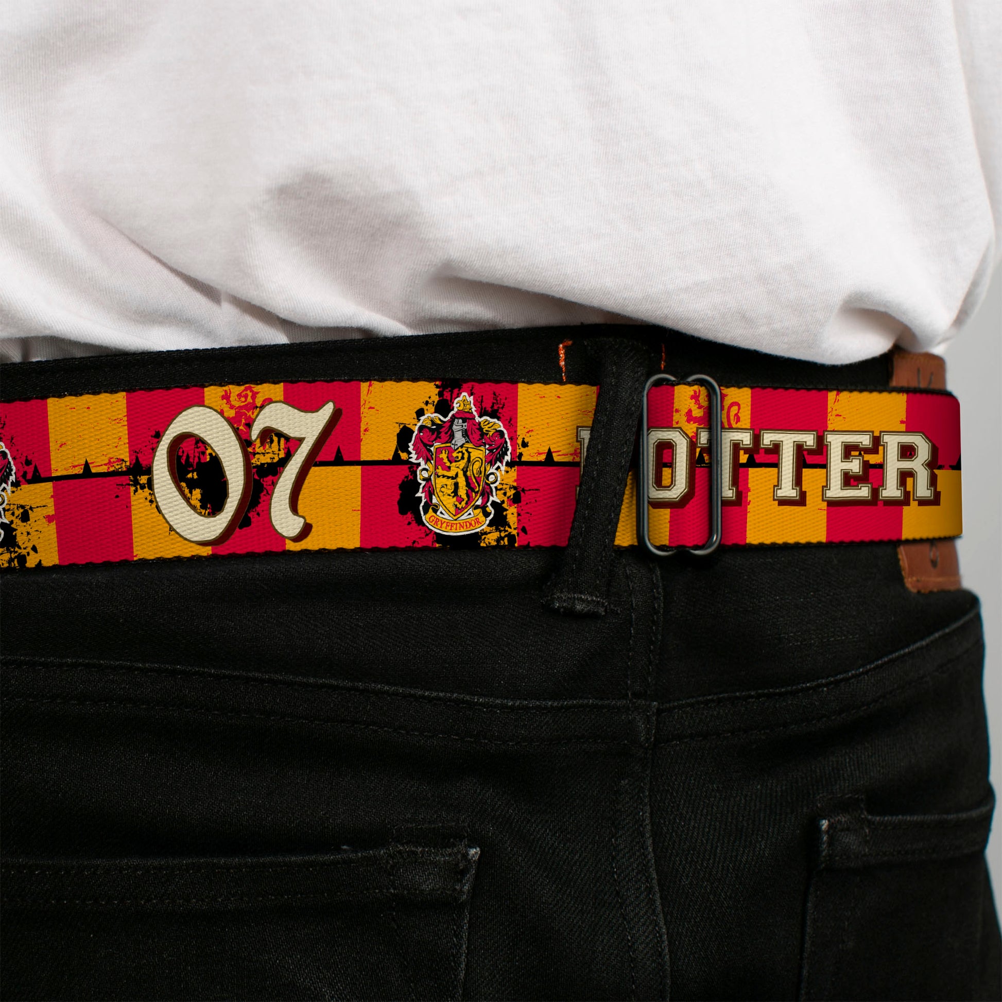 Gryffindor Crest Full Color Red Seatbelt Belt - Gryffindor Crest POTTER 07 Checker Gold/Red Webbing Seatbelt Belts Harry Potter