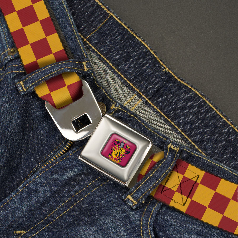 Gryffindor Crest Full Color Red Seatbelt Belt - Harry Potter Gryffindor House Checkers Gold/Burgundy Webbing Seatbelt Belts Harry Potter