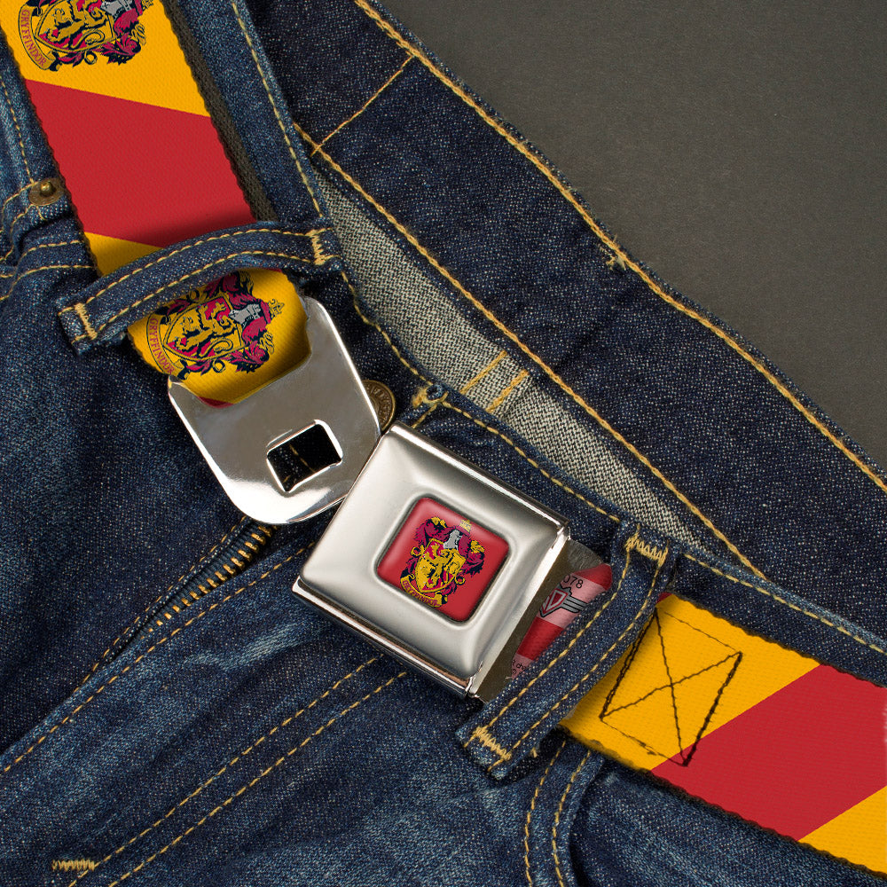 GRYFFINDOR Crest Full Color Red Seatbelt Belt - GRYFFINDOR Crest Diagonal Stripe Gold/Red Webbing Seatbelt Belts Harry Potter