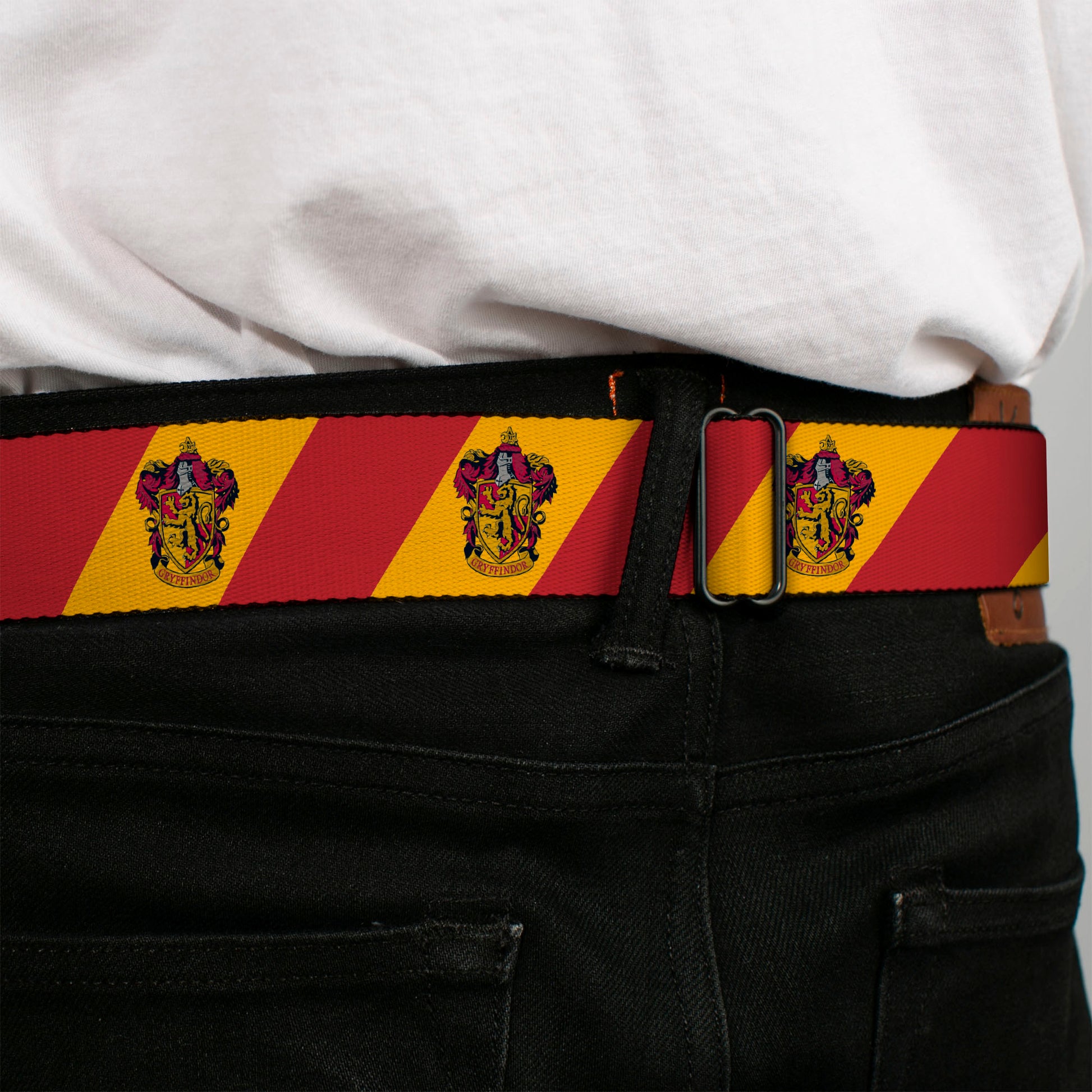 GRYFFINDOR Crest Full Color Red Seatbelt Belt - GRYFFINDOR Crest Diagonal Stripe Gold/Red Webbing Seatbelt Belts Harry Potter