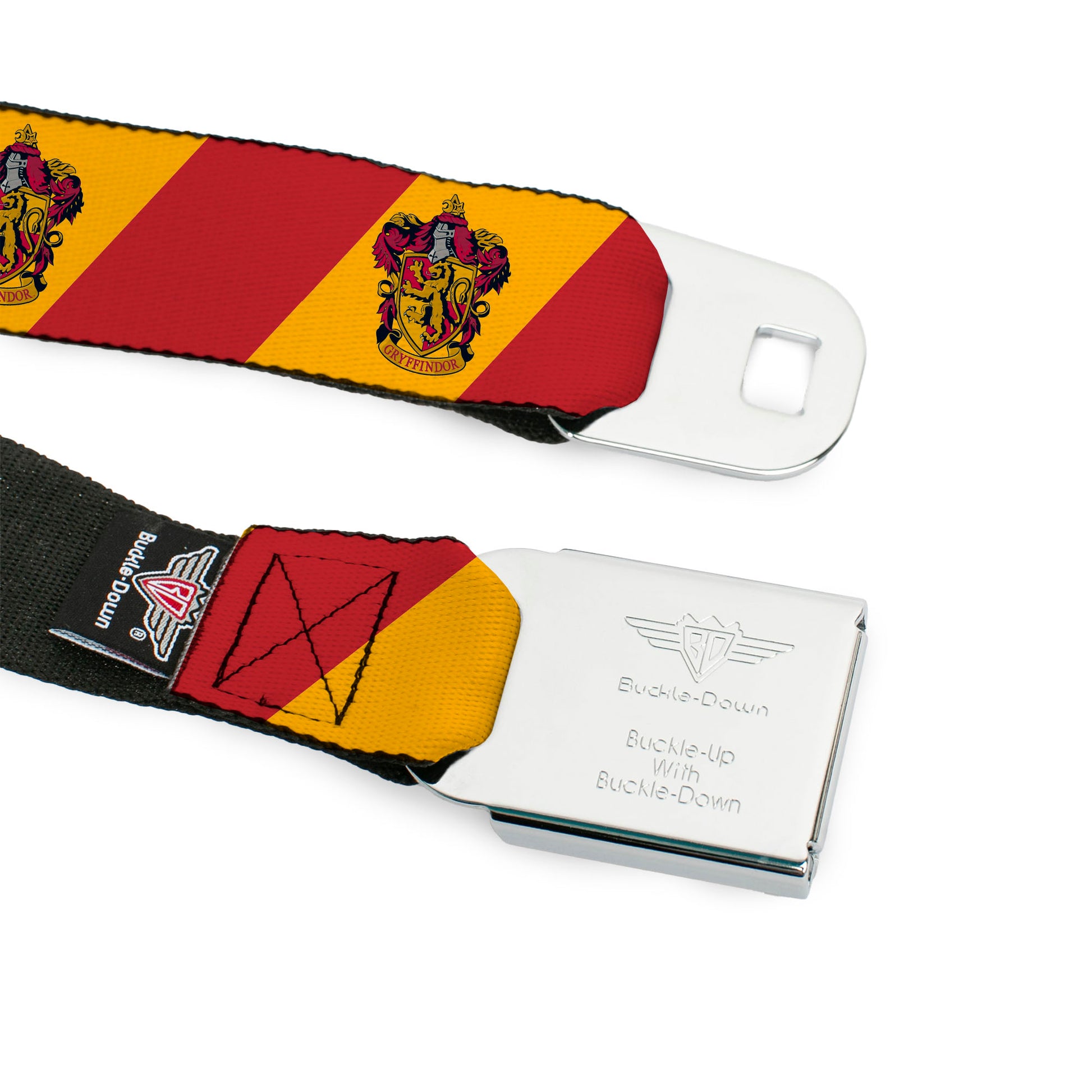 GRYFFINDOR Crest Full Color Red Seatbelt Belt - GRYFFINDOR Crest Diagonal Stripe Gold/Red Webbing Seatbelt Belts Harry Potter