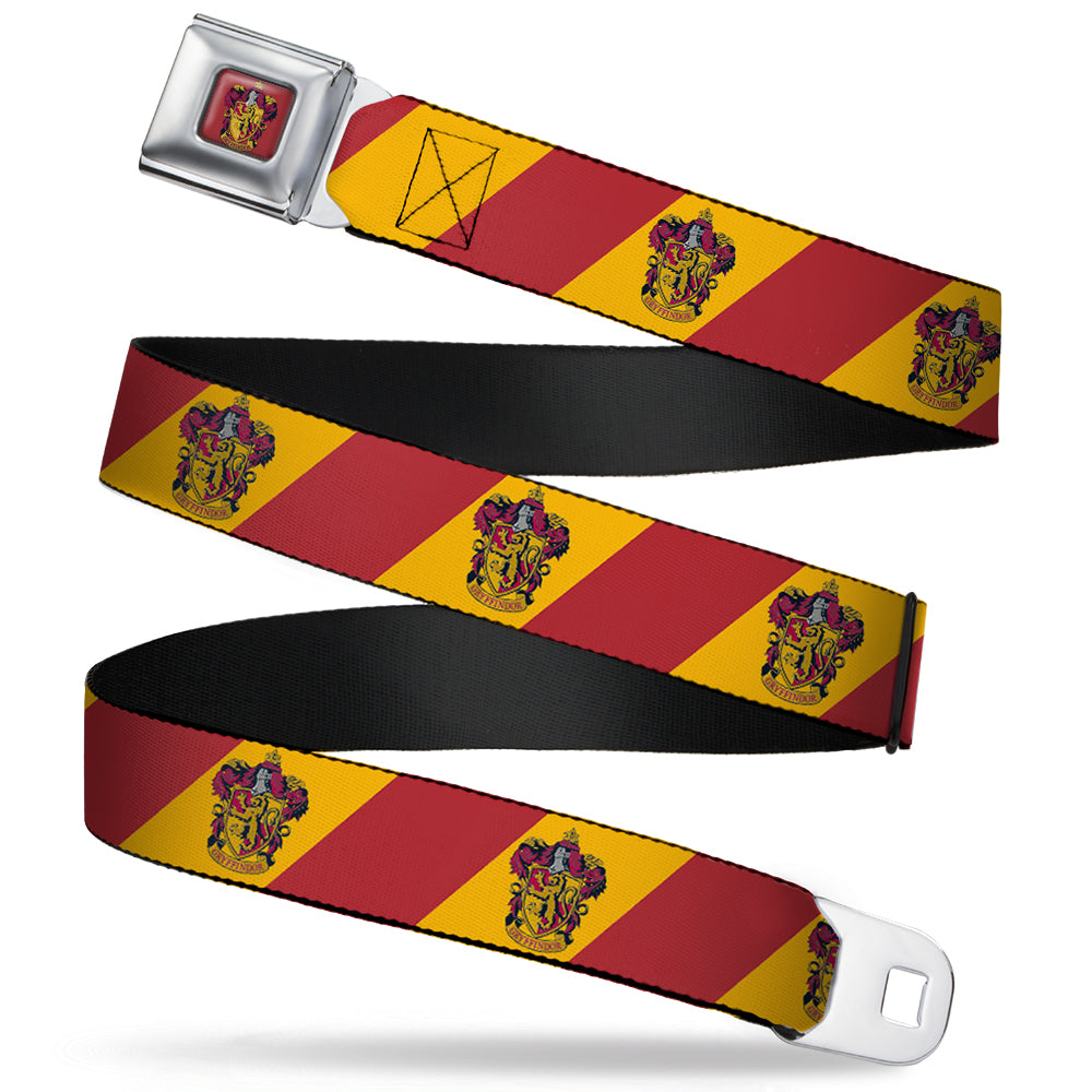 GRYFFINDOR Crest Full Color Red Seatbelt Belt - GRYFFINDOR Crest Diagonal Stripe Gold/Red Webbing Seatbelt Belts Harry Potter