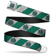 SLYTHERIN Crest Full Color Green Seatbelt Belt - SLYTHERIN Crest Diagonal Stripe Gray/Green Webbing Seatbelt Belts Harry Potter