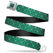 SLYTHERIN Crest Full Color Green Seatbelt Belt - Harry Potter Slytherin Crest Plaid Greens/Gray Webbing Seatbelt Belts Harry Potter