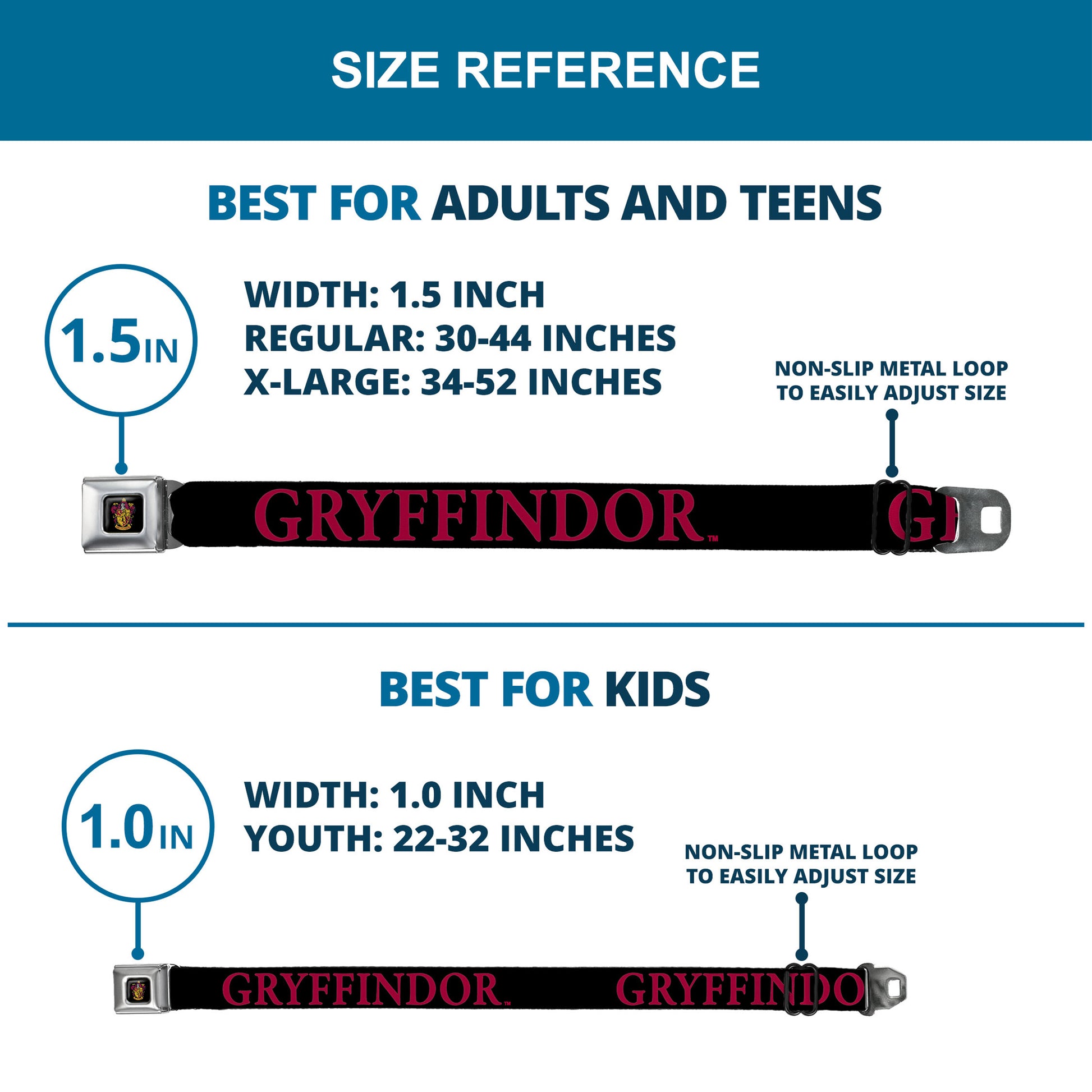 Gryffindor Crest Full Color Seatbelt Belt - Harry Potter GRYFFINDOR Black/Red Webbing Seatbelt Belts Harry Potter