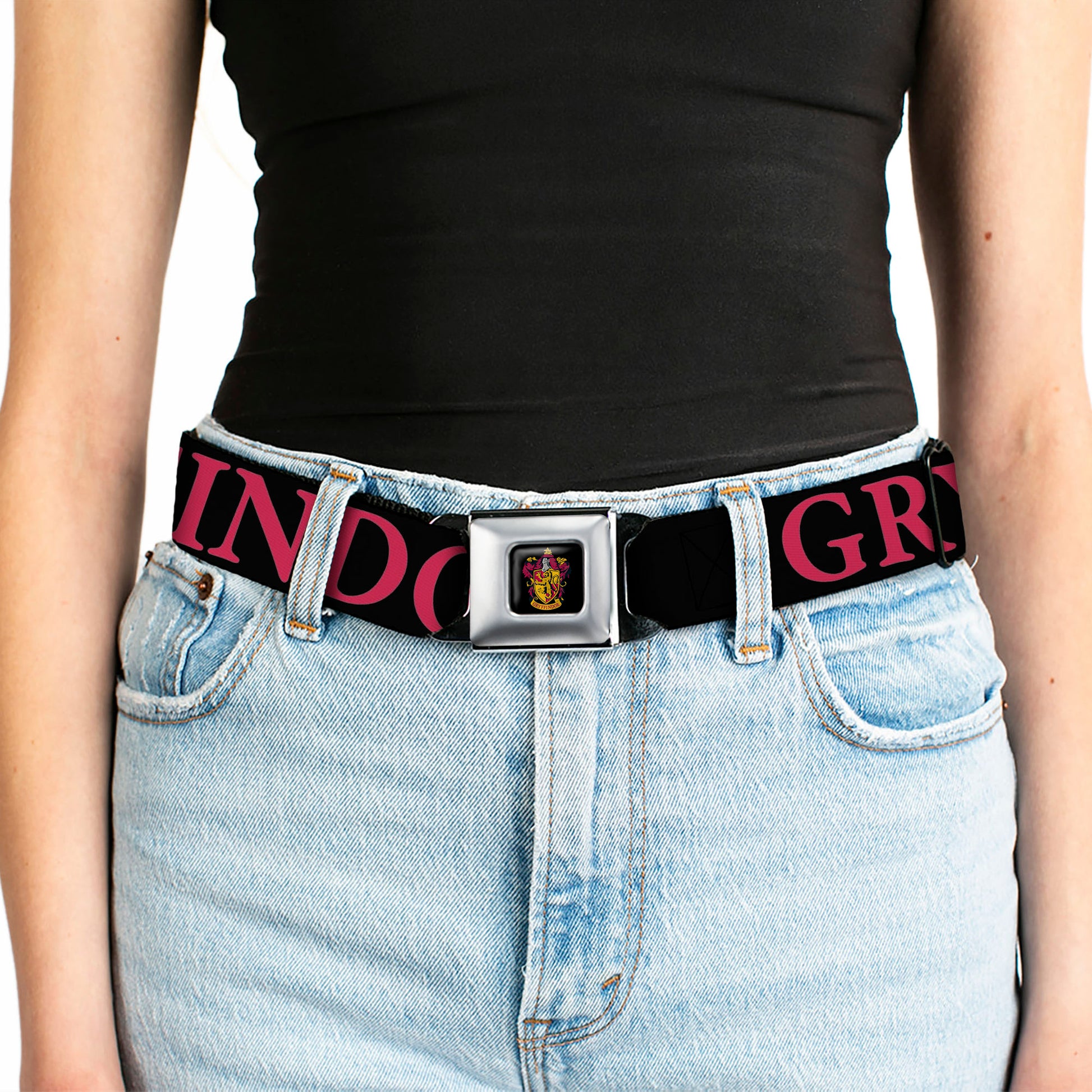 Gryffindor Crest Full Color Seatbelt Belt - Harry Potter GRYFFINDOR & Crest Black/Red Webbing Seatbelt Belts Harry Potter