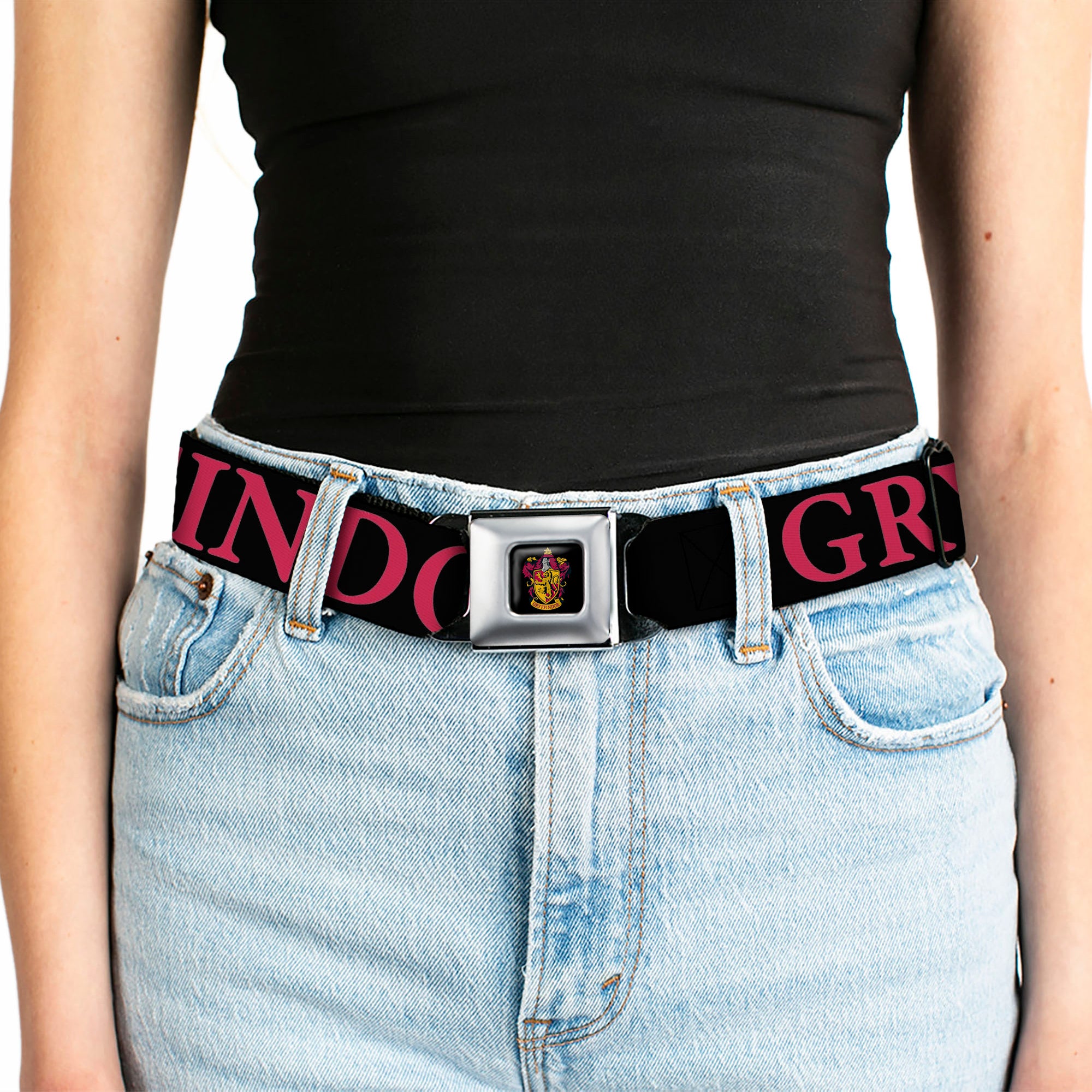 Gryffindor Crest Full Color Seatbelt Belt - Harry Potter GRYFFINDOR & Crest Black/Red Webbing Seatbelt Belts Harry Potter