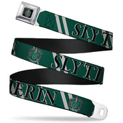 Slytherin Crest Full Color Seatbelt Belt - Harry Potter SLYTHERIN Stripe Green/Gray Webbing Seatbelt Belts Harry Potter