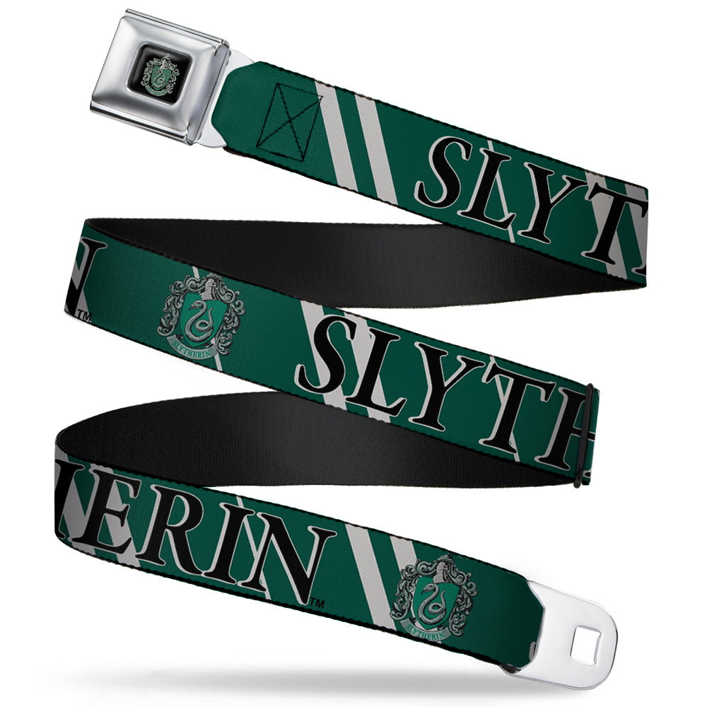Slytherin Crest Full Color Seatbelt Belt - Harry Potter SLYTHERIN Stripe Green/Gray Webbing Seatbelt Belts Harry Potter