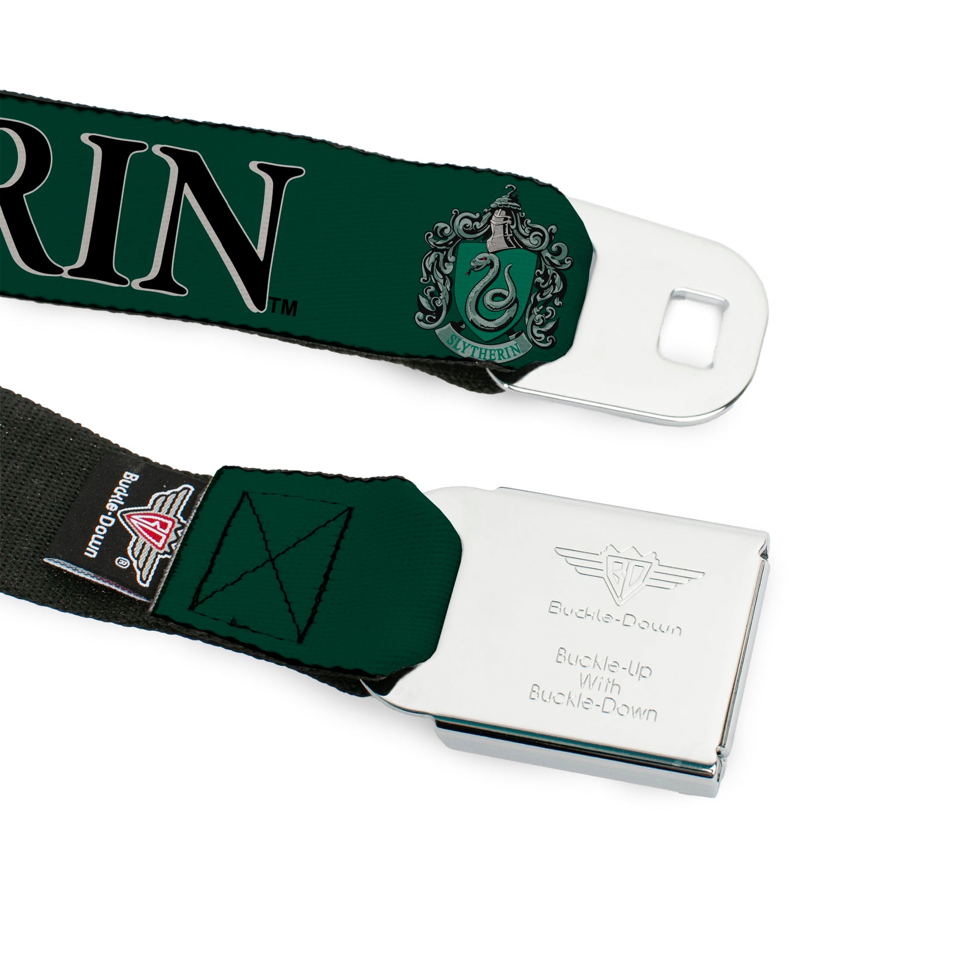 Slytherin Crest Full Color Seatbelt Belt - Harry Potter SLYTHERIN & Crest Green/Black Webbing Seatbelt Belts Harry Potter
