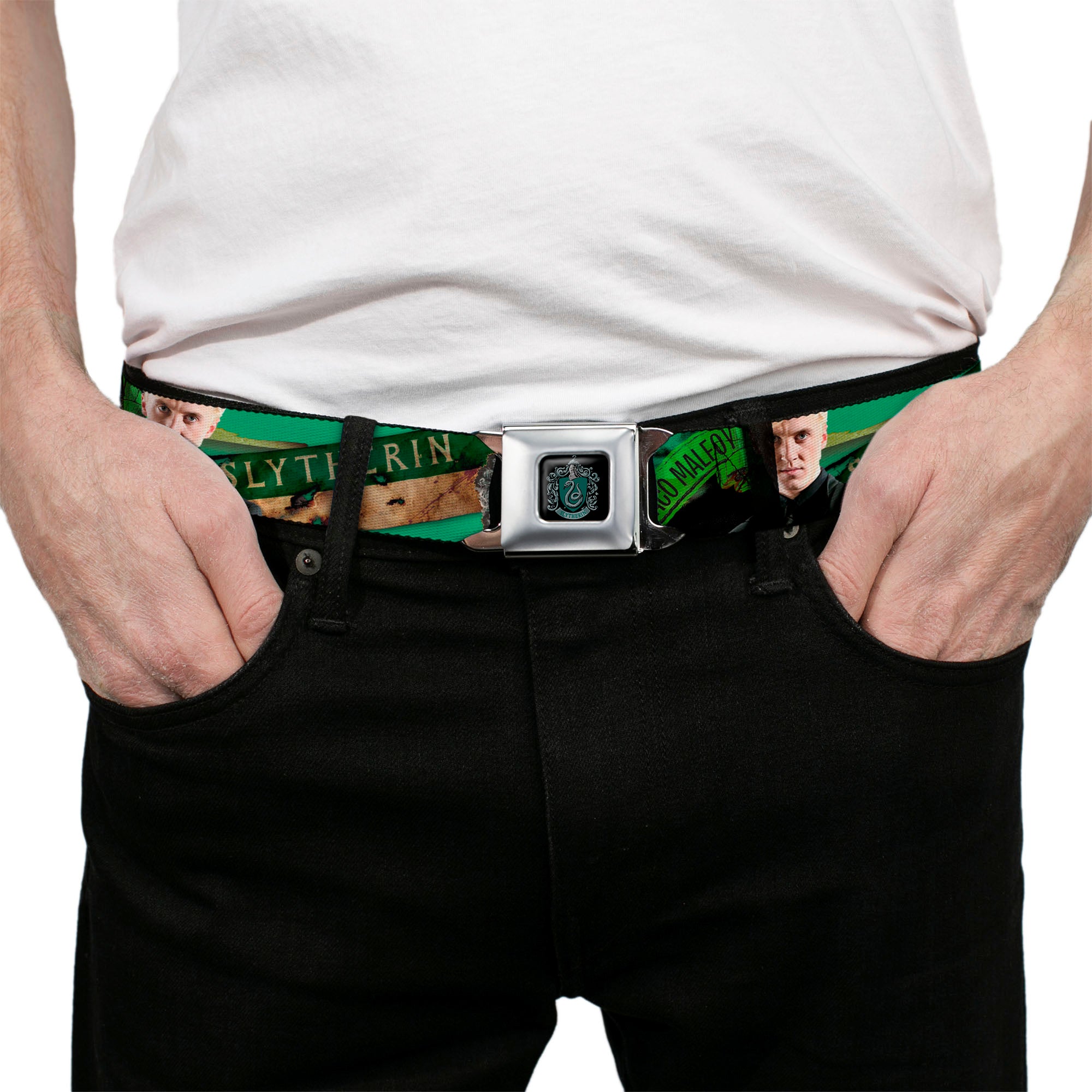 Slytherin Crest Full Color Seatbelt Belt - Draco Malfo Poses DRACO MALFO SLYTHERIN Webbing Seatbelt Belts Harry Potter