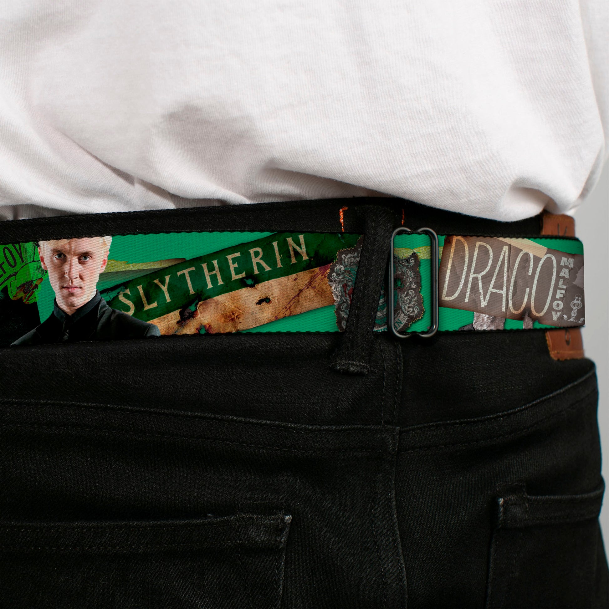 Slytherin Crest Full Color Seatbelt Belt - Draco Malfo Poses DRACO MALFO SLYTHERIN Webbing Seatbelt Belts Harry Potter