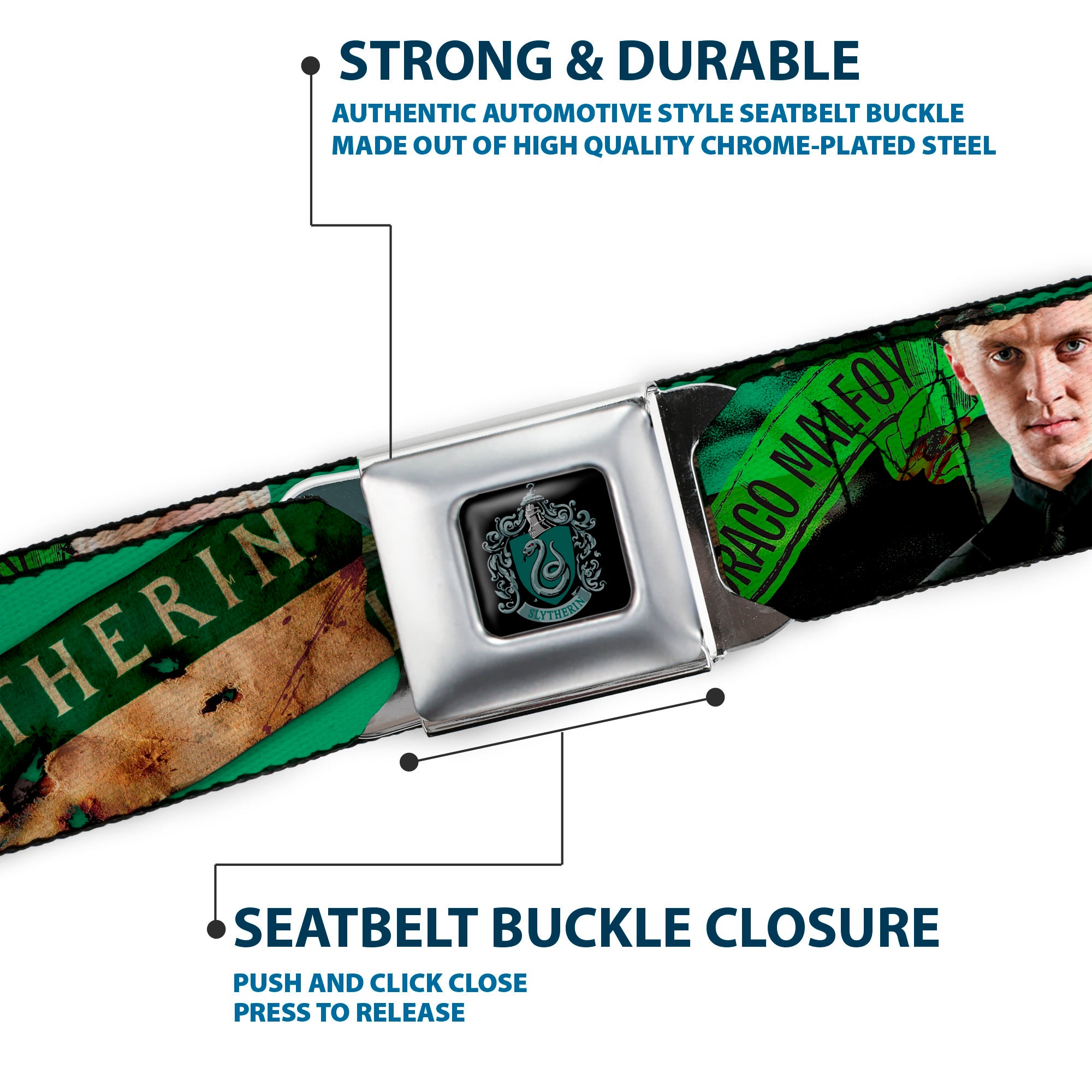 Slytherin Crest Full Color Seatbelt Belt - Draco Malfo Poses DRACO MALFO SLYTHERIN Webbing Seatbelt Belts Harry Potter