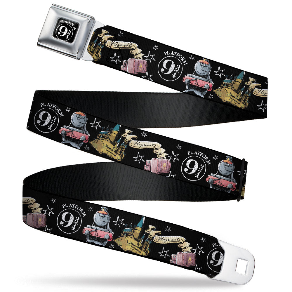 Slytherin Crest Full Color Seatbelt Belt - Harry Potter PLATFORM 9 3/4 Collage Black/White Webbing Seatbelt Belts Harry Potter