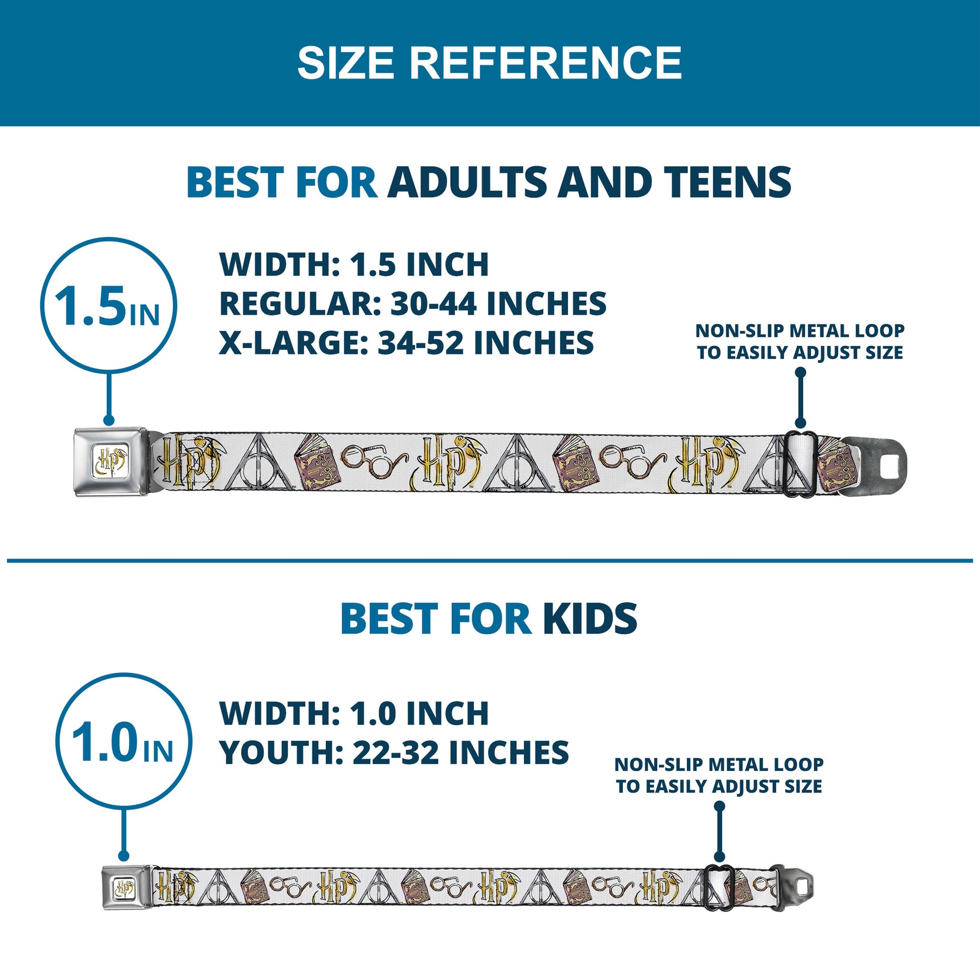 Harry Potter HP Logo Watercolor Full Color White/Yellows Seatbelt Belt - Harry Potter 4-Icons Watercolor White/Multi Color Webbing Seatbelt Belts Harry Potter