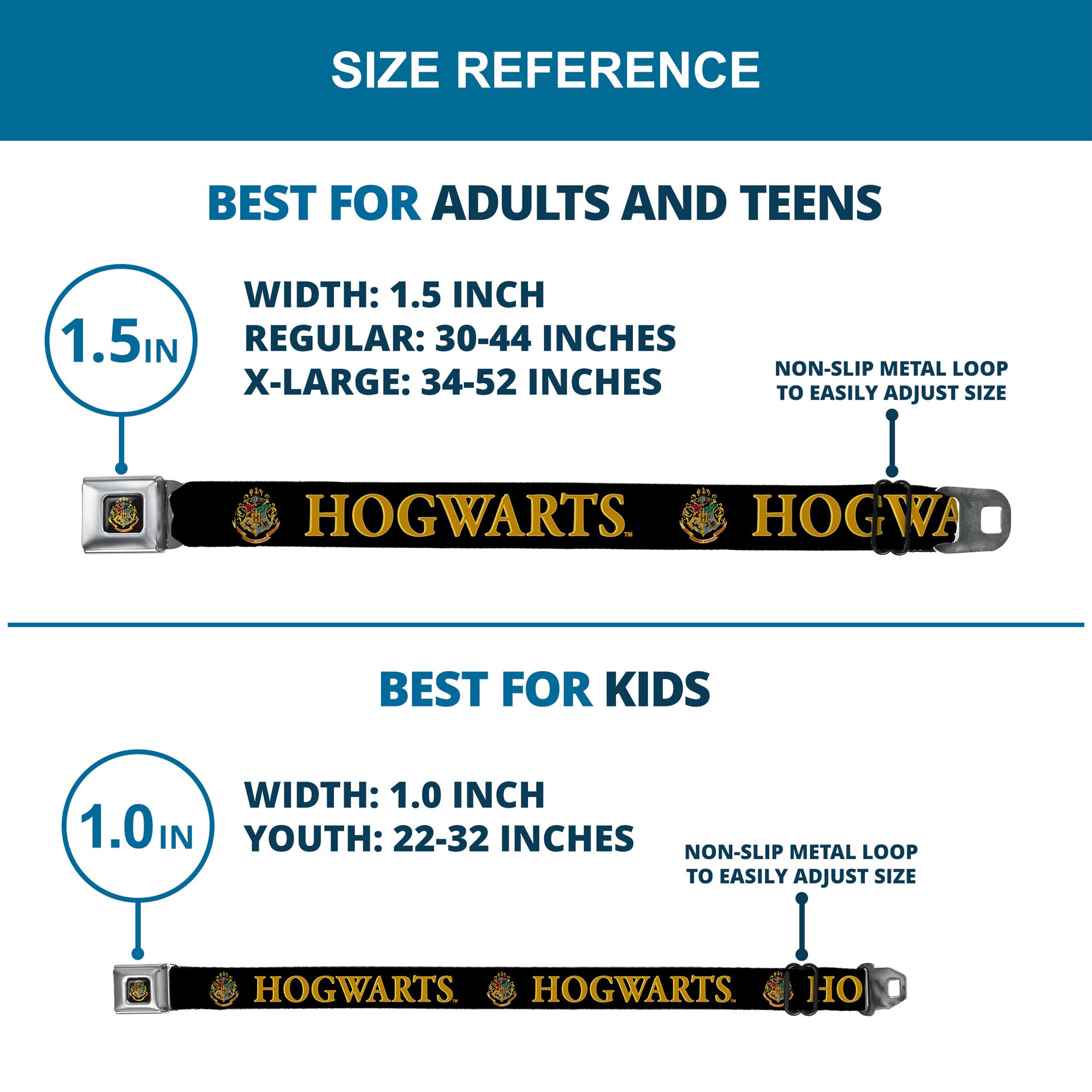 Hogwarts Crest Full Color Seatbelt Belt - Harry Potter HOGWARTS & Crest Black/Gold Webbing Seatbelt Belts Harry Potter