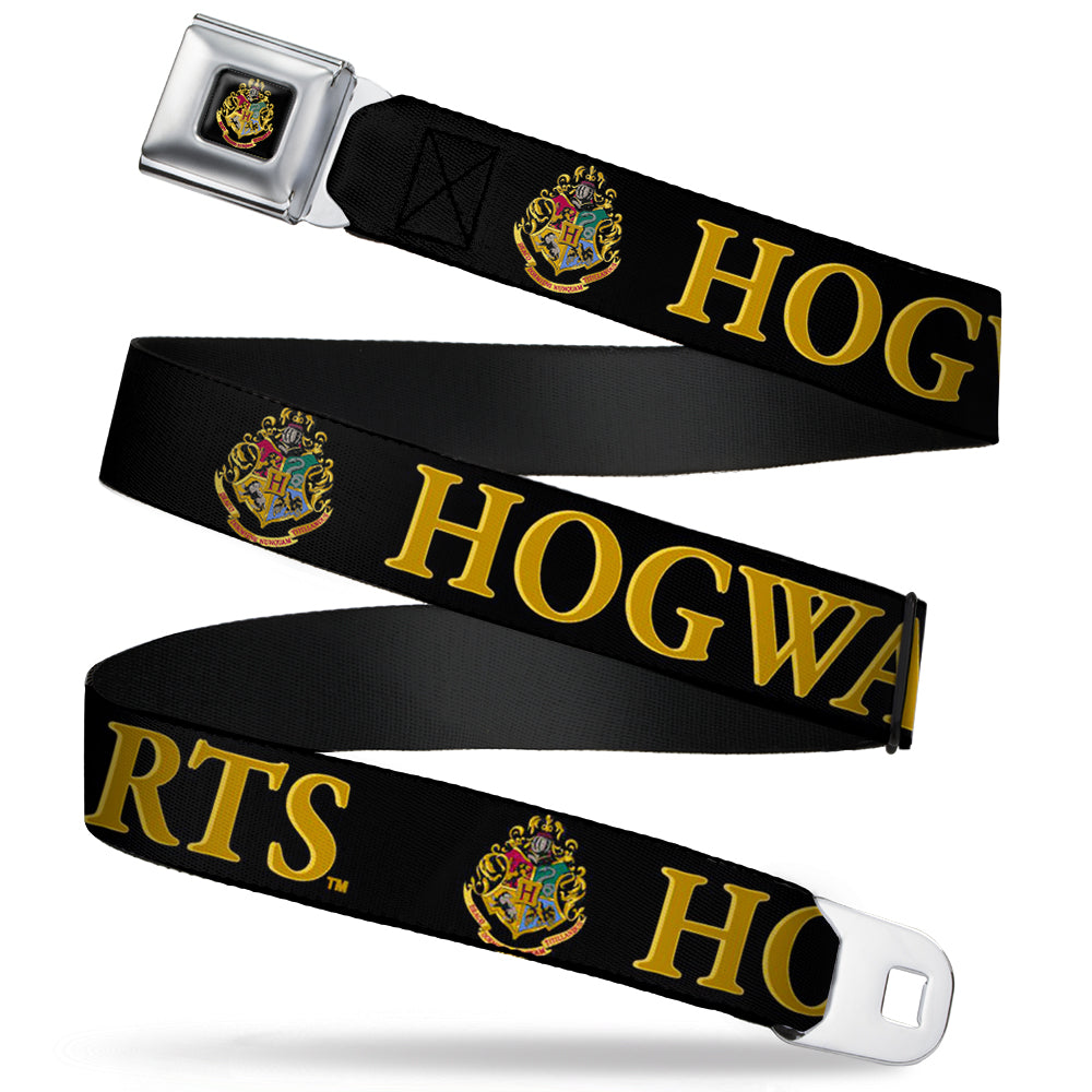 Hogwarts Crest Full Color Seatbelt Belt - Harry Potter HOGWARTS & Crest Black/Gold Webbing Seatbelt Belts Harry Potter