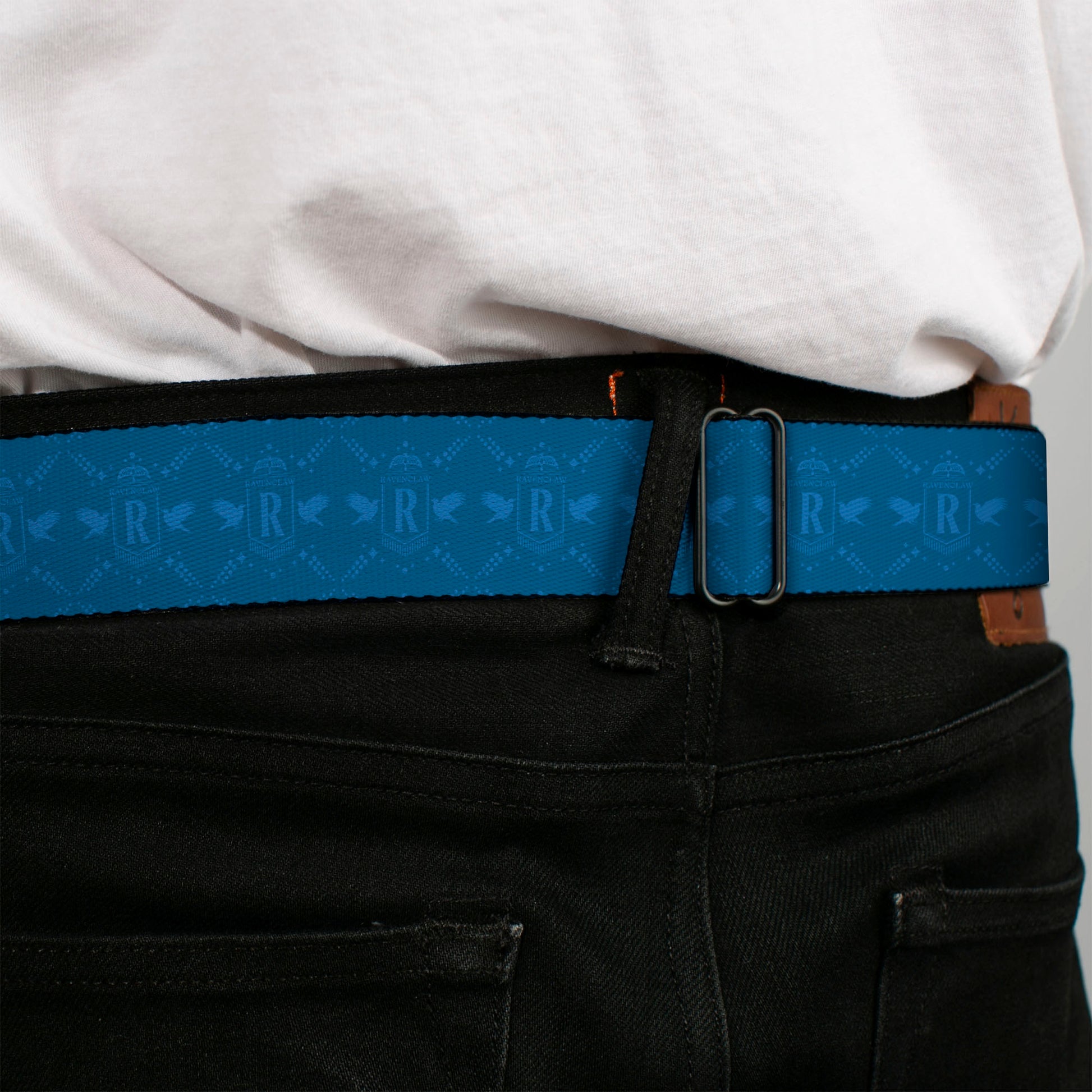 HARRY POTTER Title Logo Full Color Black Seatbelt Belt - Harry Potter Ravenclaw House Pride Banner Blues Webbing Seatbelt Belts Harry Potter