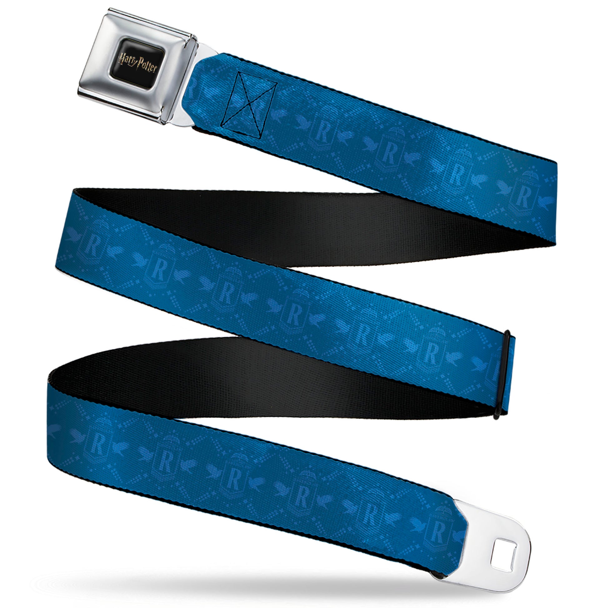 HARRY POTTER Title Logo Full Color Black Seatbelt Belt - Harry Potter Ravenclaw House Pride Banner Blues Webbing Seatbelt Belts Harry Potter