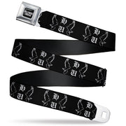 HOLLYWOOD UNDEAD Text Logo Full Color Black/White Seatbelt Belt - Hollywood Undead HU Shatter Dove & Grenade Black/White Webbing Seatbelt Belts Hollywood Undead