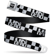 HOLLYWOOD UNDEAD Text Logo Full Color Black/White Seatbelt Belt - Hollywood Undead UNDEAD Checker Black/White Webbing Seatbelt Belts Hollywood Undead