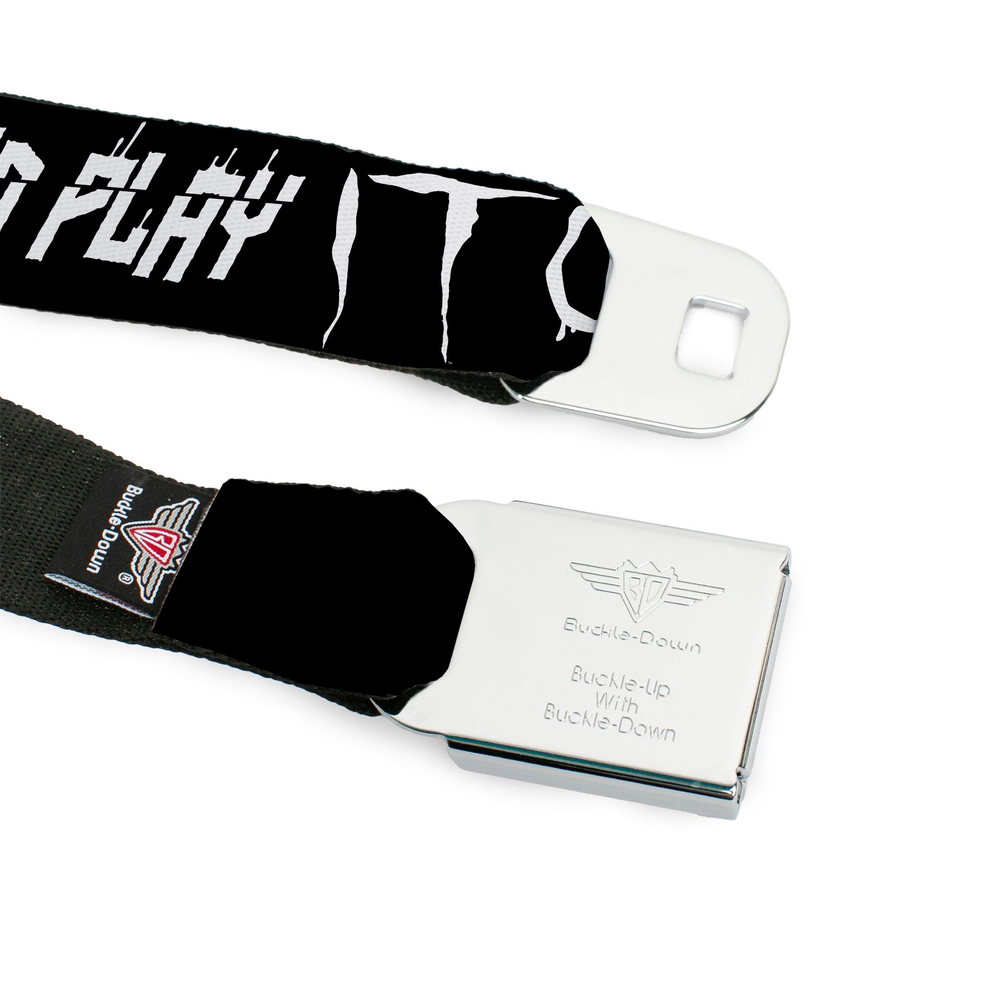 IT Title Logo Full Color Black/Red Seatbelt Belt - IT Pennywise Face Close-Up COME HOME-COME BACK AND PLAY Black/White Webbing Seatbelt Belts IT