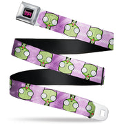 INVADER ZIM Title Logo Full Color Pink/Green Seatbelt Belt - Invader Zim GIR Flip Poses Tie Dye Blues Webbing Seatbelt Belts Invader Zim