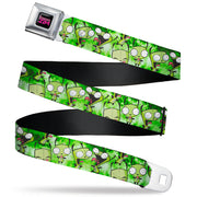 INVADER ZIM Title Logo Full Color Pink/Green Seatbelt Belt - Invader Zim GIR Poses Tie Dye Greens Webbing Seatbelt Belts Invader Zim