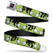 INVADER ZIM Title Logo Full Color Pink/Green Seatbelt Belt - Invader Zim GIR Face and Flames Black/Green Webbing Seatbelt Belts Invader Zim
