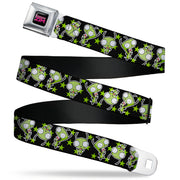 INVADER ZIM Title Logo Full Color Pink/Green Seatbelt Belt - Invader Zim GIR Poses and Stars Black/Green Webbing Seatbelt Belts Invader Zim