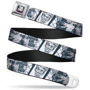 Joker Face Full Color Seatbelt Belt - Joker Spray Painted/Street Pose JOKES ON YOU White/Grays Webbing Seatbelt Belts DC Comics