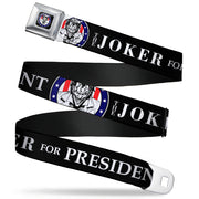 Joker Presidential Seal Full Color Black White Blue Red Seatbelt Belt - THE JOKER FOR PRESIDENT/Joker Presidential Seal CLOSE-UP Black/White/Blue/Red Webbing Seatbelt Belts DC Comics