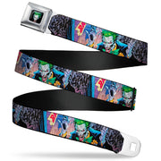 Joker Laughing Face CLOSE-UP Black Seatbelt Belt - Joker BANG Gun Alley Pose CLOSE-UP Webbing Seatbelt Belts DC Comics