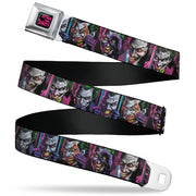 BATMAN THREE JOKERS Text Black/Purple Seatbelt Belt - Joker Comic Book Cover Face Blocks Webbing Seatbelt Belts DC Comics