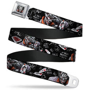 Joker Face Stare Full Color Seatbelt Belt - Joker BRILLIANTLY TWISTED PSYCHO 2-Poses/Cards Black/Grays Webbing Seatbelt Belts DC Comics