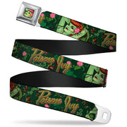 Poison Ivy Pin-Up Face Full Color Seatbelt Belt - POISON IVY Bombshell Poses Greens/Reds Webbing Seatbelt Belts DC Comics