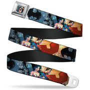 DC Comics Trinity Group Pose Full Color Seatbelt Belt - DC Comics Trinity Group Pose/Logos Webbing Seatbelt Belts DC Comics