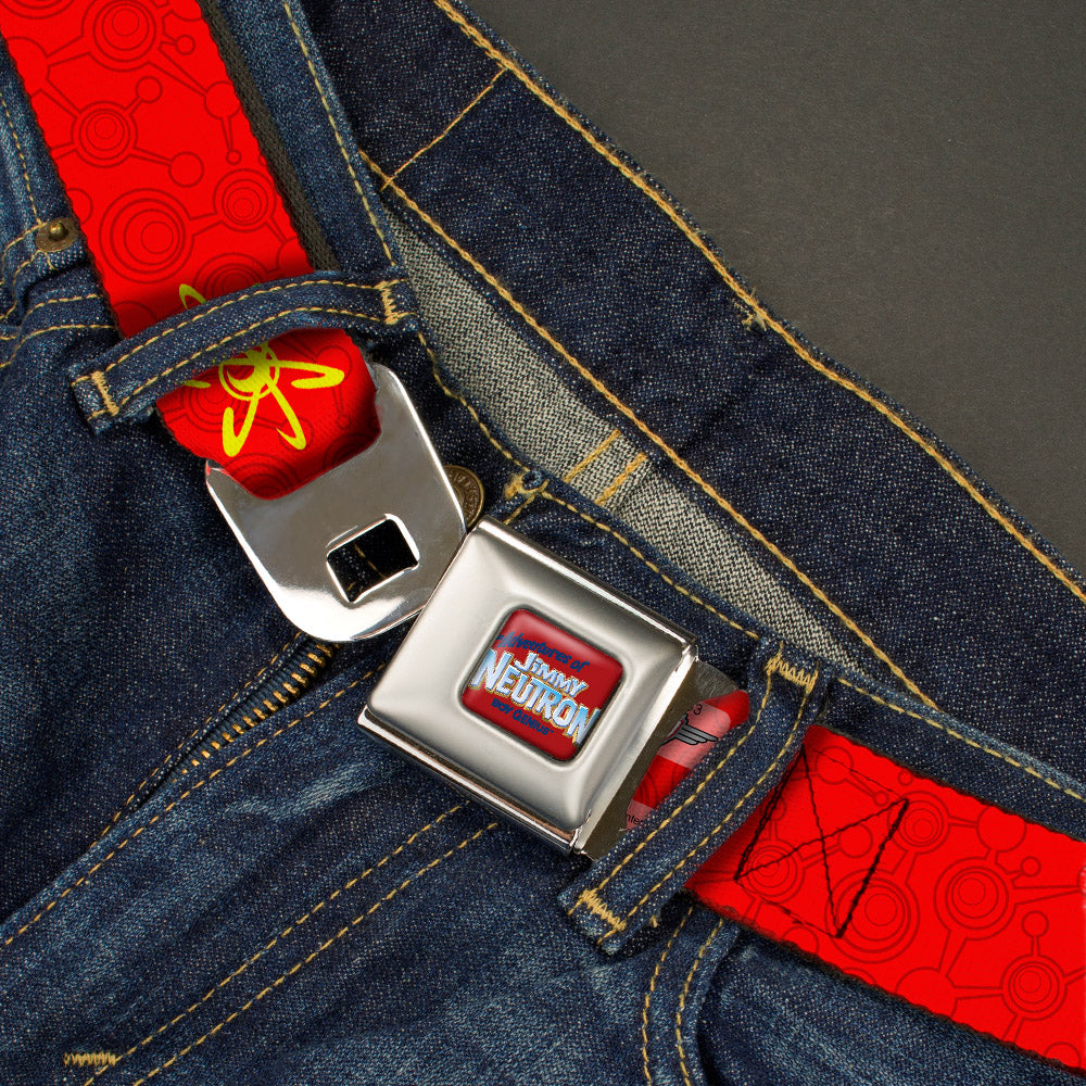 The Adventures of Jimmy Neutron Logo Full Color Red/Blues Seatbelt Belt - Jimmy Neutron Atoms & Molecules Red/Yellow Webbing Seatbelt Belts Jimmy Neutron