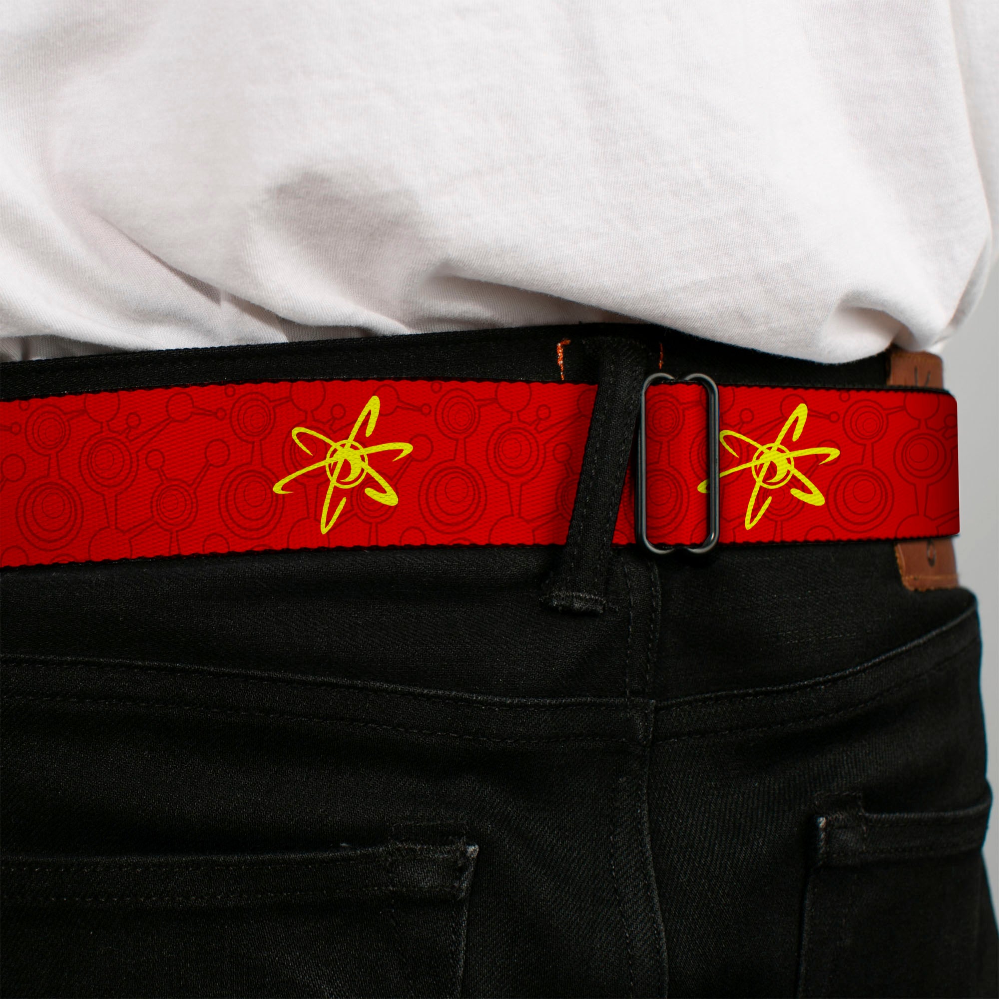 The Adventures of Jimmy Neutron Logo Full Color Red/Blues Seatbelt Belt - Jimmy Neutron Atoms & Molecules Red/Yellow Webbing Seatbelt Belts Jimmy Neutron