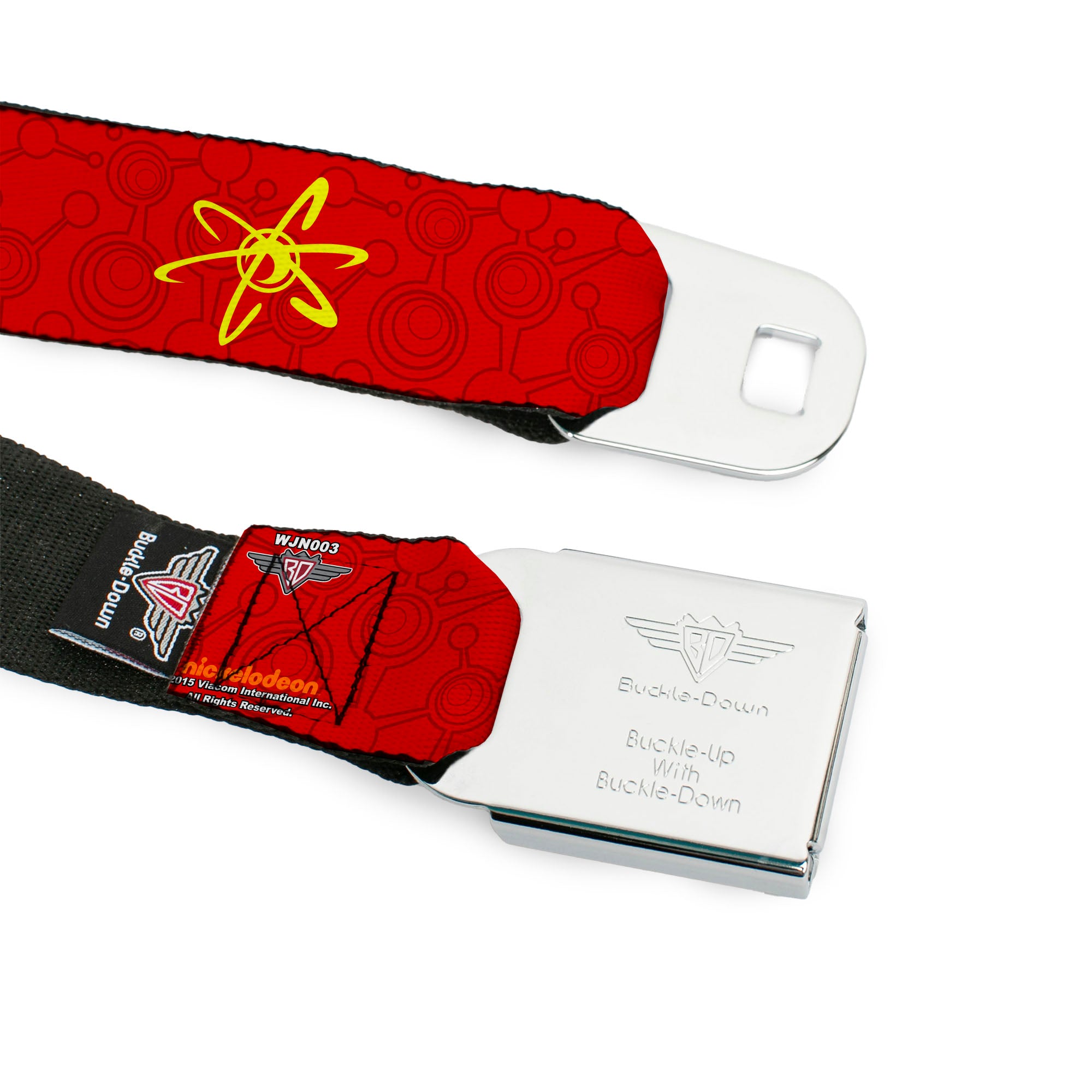The Adventures of Jimmy Neutron Logo Full Color Red/Blues Seatbelt Belt - Jimmy Neutron Atoms & Molecules Red/Yellow Webbing Seatbelt Belts Jimmy Neutron