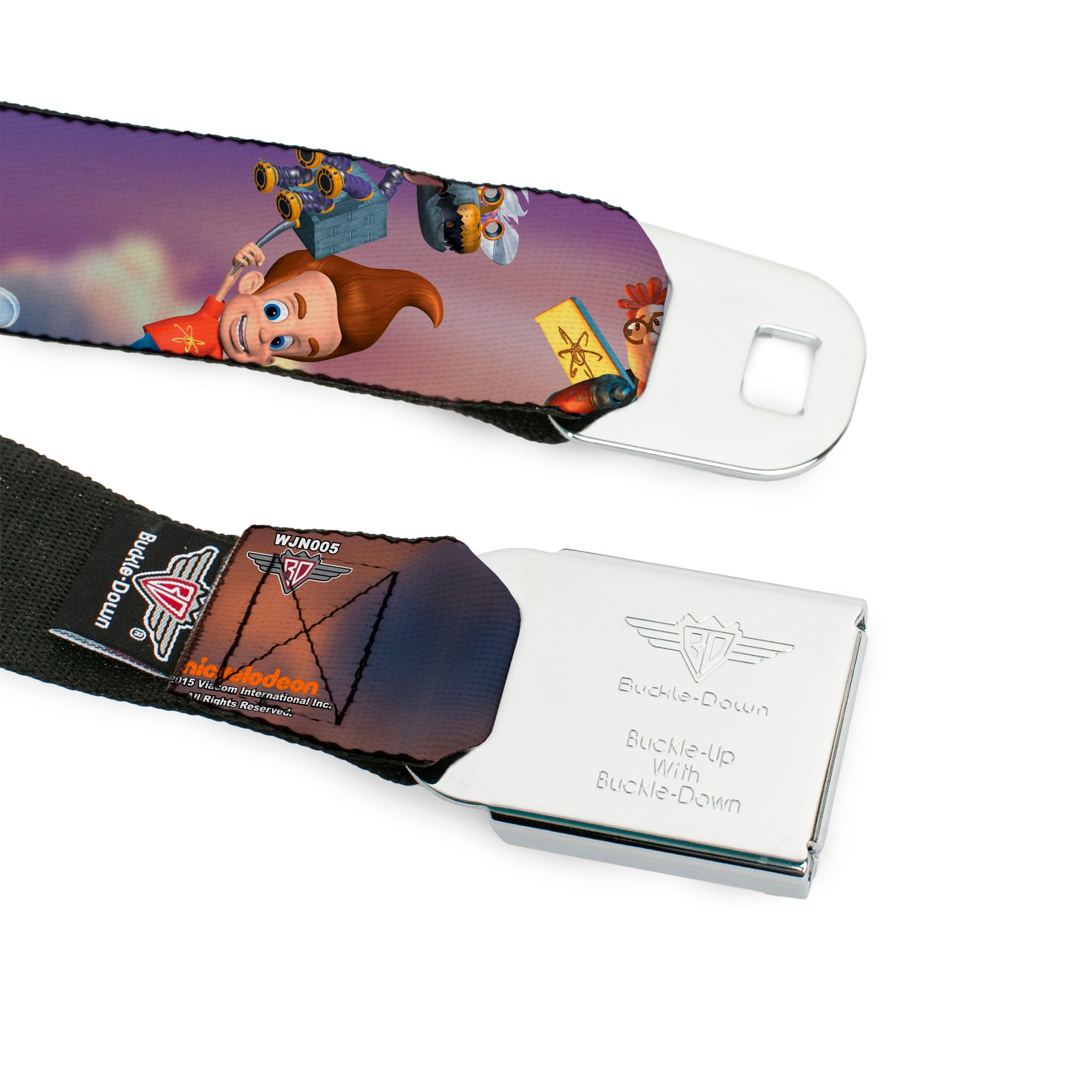 The Adventures of Jimmy Neutron Logo Full Color Red/Blues Seatbelt Belt - THE ADVENTURES OF JIMMY NEUTRON Jimmy Flying Poses Webbing Seatbelt Belts Jimmy Neutron
