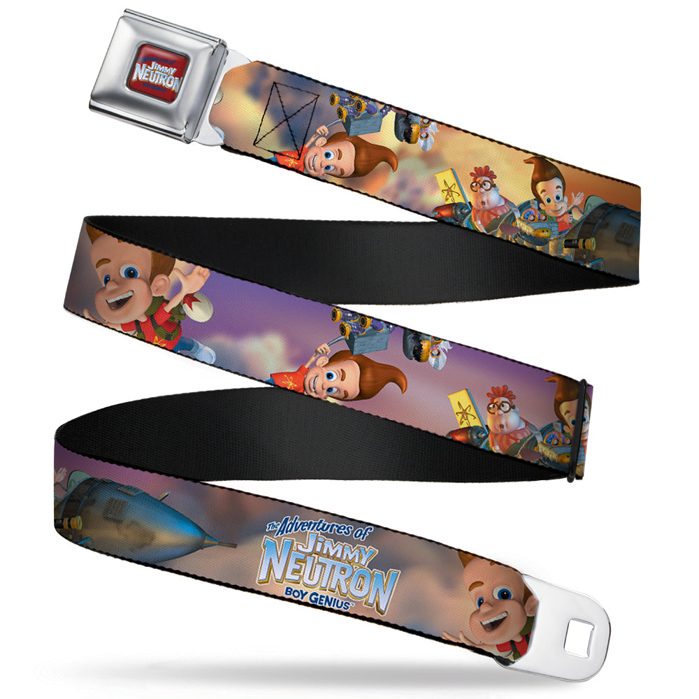 The Adventures of Jimmy Neutron Logo Full Color Red/Blues Seatbelt Belt - THE ADVENTURES OF JIMMY NEUTRON Jimmy Flying Poses Webbing Seatbelt Belts Jimmy Neutron