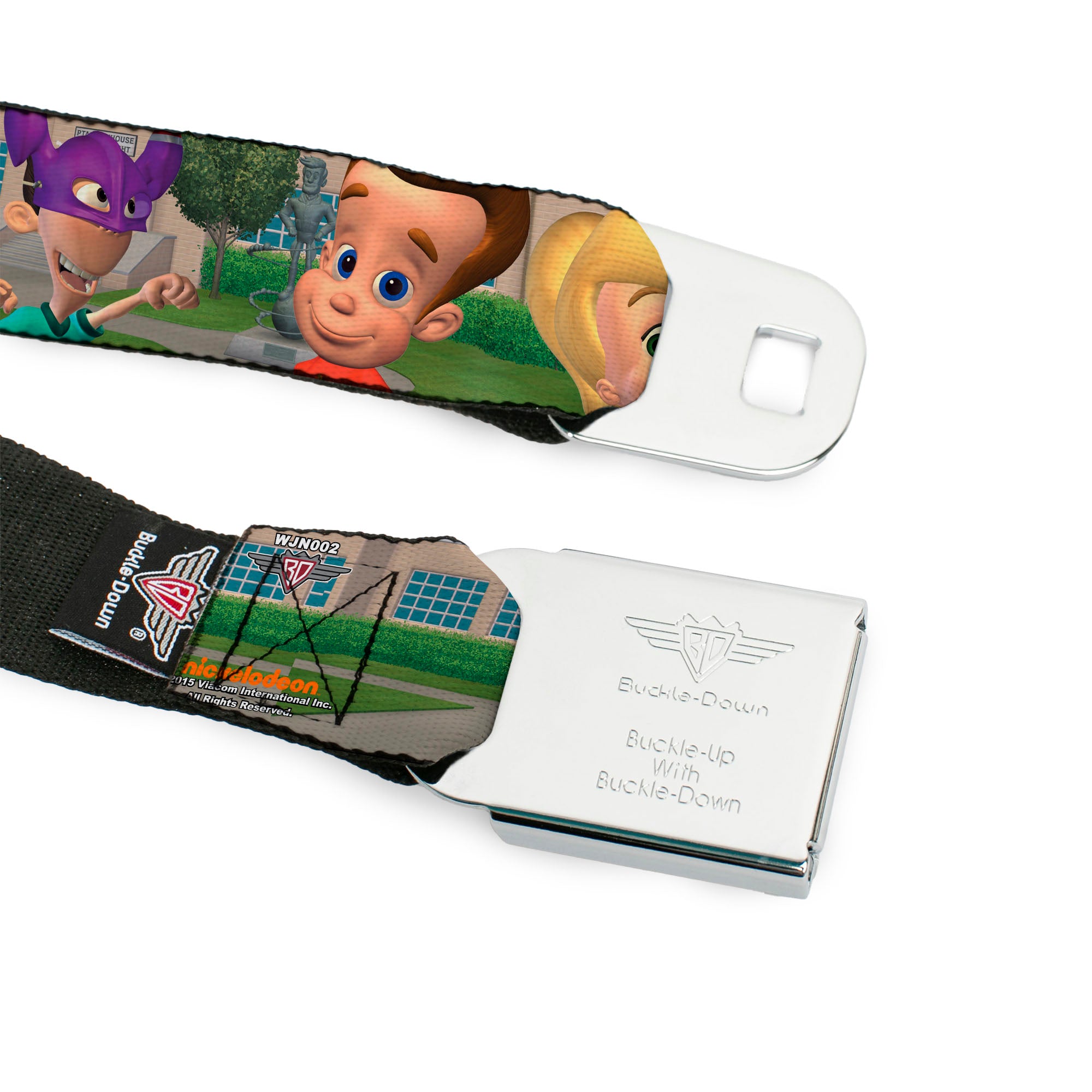 The Adventures of Jimmy Neutron Logo Full Color Black/Blues Full Color Seatbelt Belt - THE ADVENTURES OF JIMMY NEUTRON Group School Pose Webbing Seatbelt Belts Jimmy Neutron