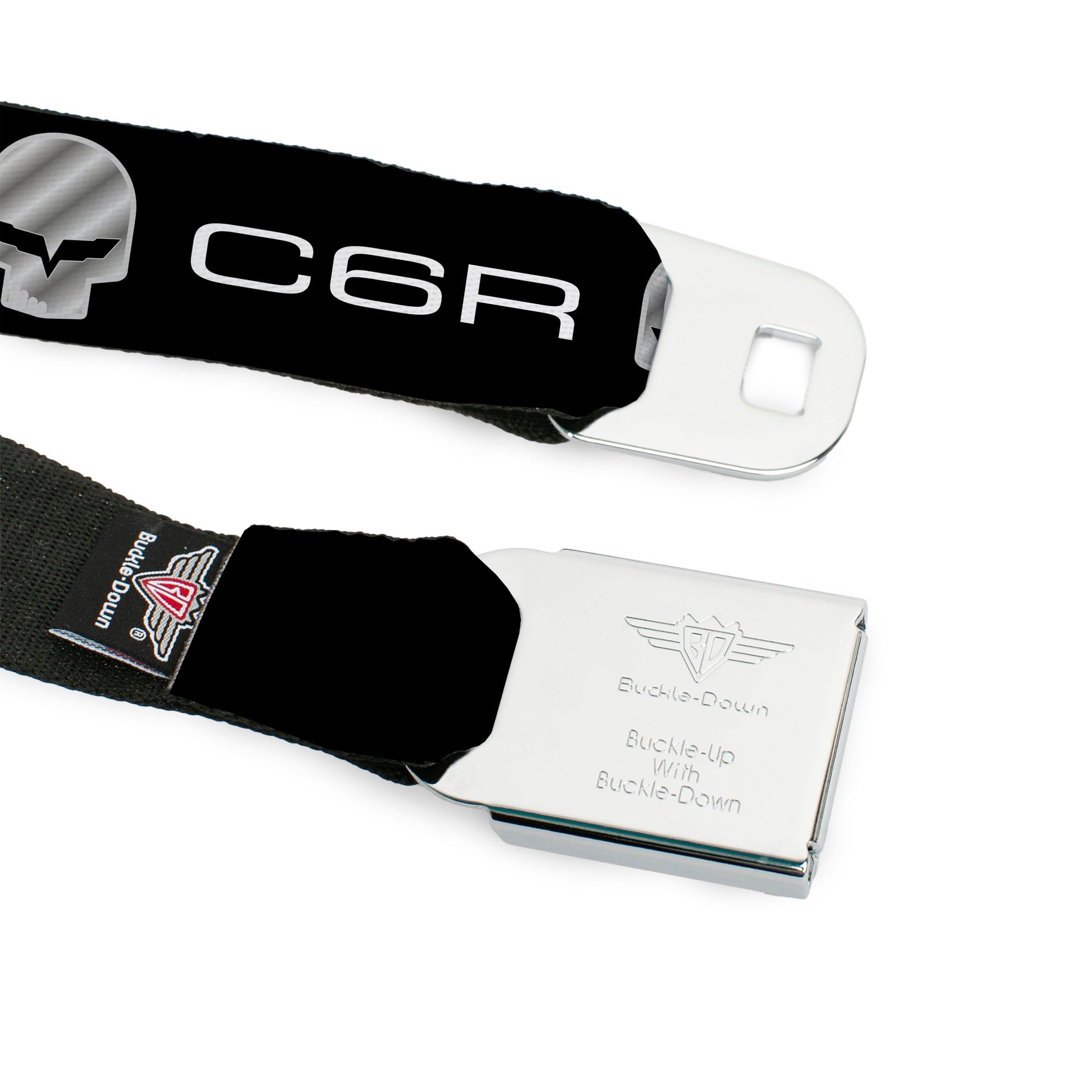 C6R Jake Skull Seatbelt Belt - C6R Racing Skull Logo Black/Silver Webbing Seatbelt Belts GM General Motors