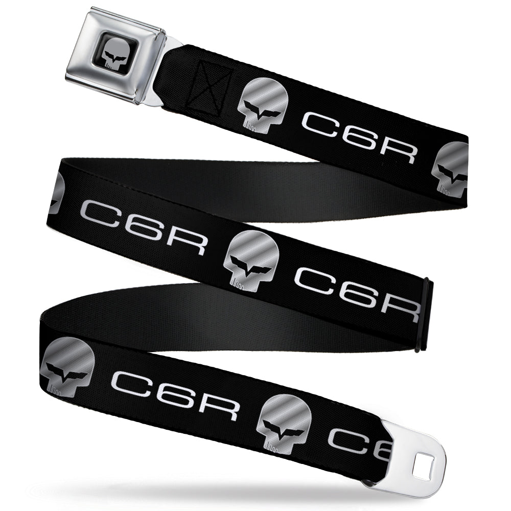 C6R Jake Skull Seatbelt Belt - C6R Racing Skull Logo Black/Silver Webbing Seatbelt Belts GM General Motors