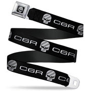 C6R Jake Skull Seatbelt Belt - C6R Racing Skull Logo Black/Silver Webbing Seatbelt Belts GM General Motors